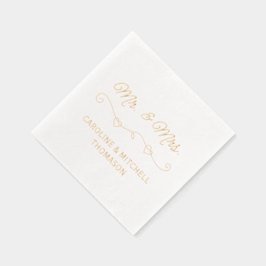 Classic Mr en Mrs Wedding Day Date Roos Gold Folie Servetten (Rechts)