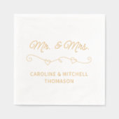 Classic Mr en Mrs Wedding Day Date Roos Gold Folie Servetten (Voorkant)