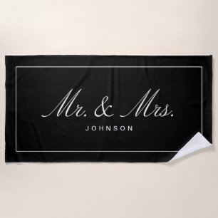Classic Mr & Mrs Custom Naam Handdoek, Bruiloftsge Strandlaken