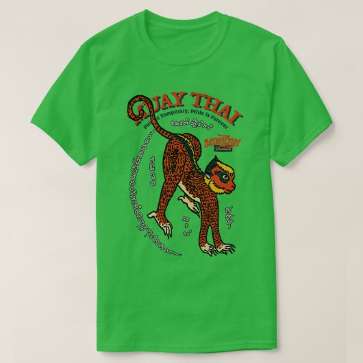 Classic Muay Thai Monkey Tattoo T-shirt (Design voorkant)
