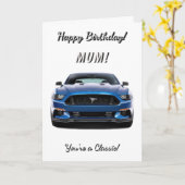 Classic Mum Blue Je bent een klassieke witte verja Kaart (Gele Bloem)