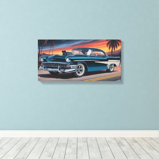 Classic Muscle Car 1956 Canvas Afdruk (Insitu (Houten vloer))