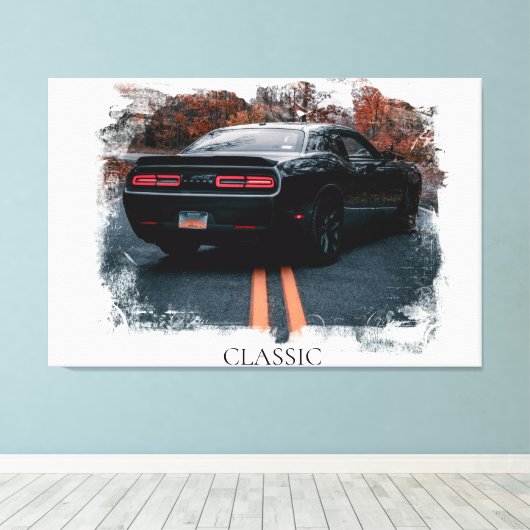 *~* Classic Muscle Car Antiek Oud Canvas Afdruk (Insitu (Houten vloer))