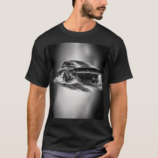 Classic Muscle Car Burnout Black & White  T-shirt (Voorkant)
