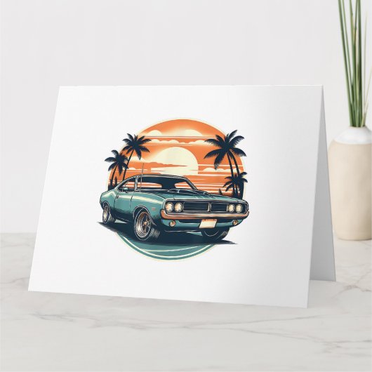 Classic Muscle Car Retro Stijl Kaart (Voorkant)