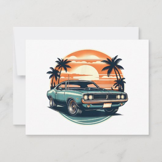 Classic Muscle Car Retro  Stijl Save The Date (Voorkant)