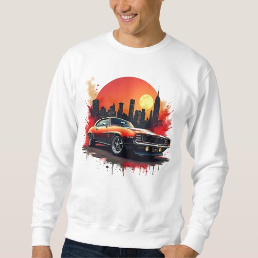 Classic Muscle Car with Bold Urban Skyline Design Trui (Voorkant)