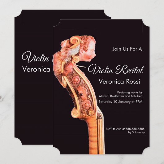 CLASSIC MUSIC CONCERT, OVERWEGING Violin Scroll Br Kaart (Voorkant / Achterkant)