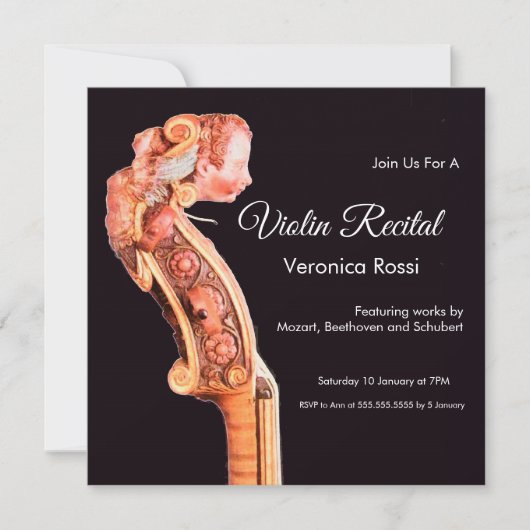 CLASSIC MUSIC CONCERT, OVERWEGING Violin Scroll Kaart (Voorkant)