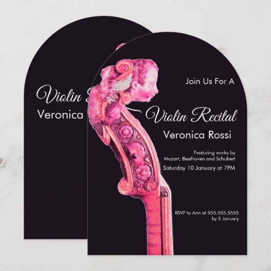 CLASSIC MUSIC CONCERT, OVERWEGING Violin Scroll ro Kaart (Voorkant / Achterkant)