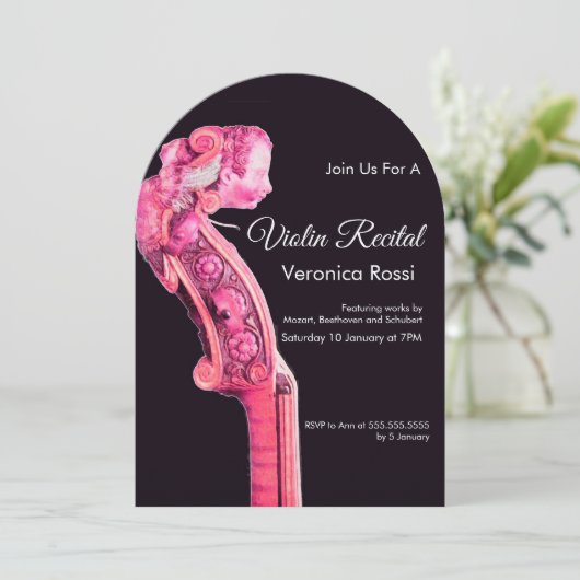 CLASSIC MUSIC CONCERT, OVERWEGING Violin Scroll ro Kaart (Staand voorkant)