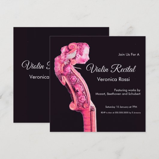 CLASSIC MUSIC CONCERT, OVERWEGING Violin Scroll ro Kaart (Voorkant / Achterkant)