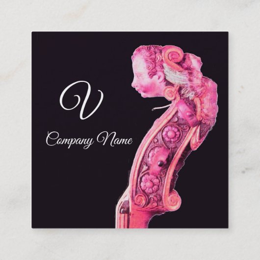 CLASSIC MUSIC STRING INSTRUMENT Violin Scroll Pink Vierkante Visitekaartje (Achterkant)