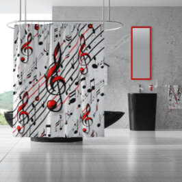 Classic Musical Chaos Red Black en White Douchegordijn