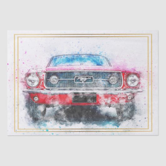 Classic Mustang Car Decoupage Tissuepapier (Voorkant)