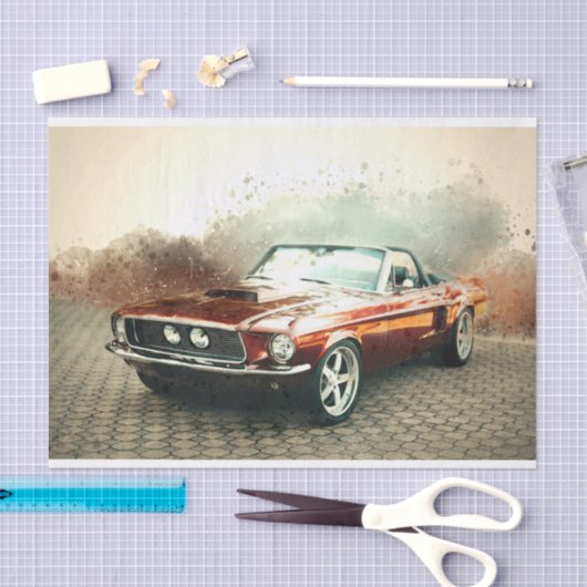 Classic Mustang Car Decoupage Tissuepapier (Craft)