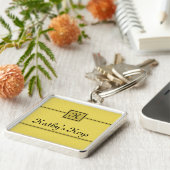Classic Mustard Yellow en Black Monogram Sleutelha Sleutelhanger (Zijkant)