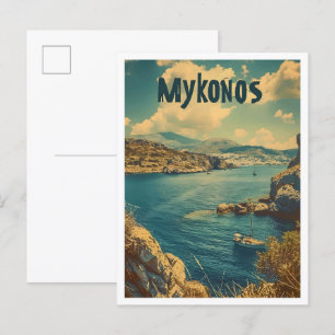 Classic Mykonos Griekenland Retro Vintage Reizen Briefkaart