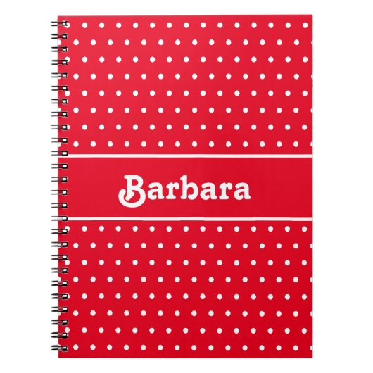 Classic  naam Polka Dots Rood en Wit Notitieboek (Voorkant)