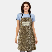 Classic Natural Leopard Pattern Aangepast met naam Schort (Gedragen)