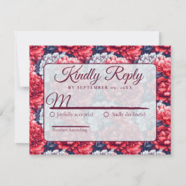 Classic Nature Peonies Flower Autumn Wedding  RSVP Kaartje