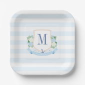 Classic Nautical Monogram Boy Baby shower Party Papieren Bordje (Voorkant)