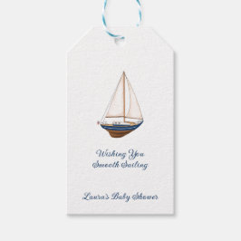 Classic nautische zeilboot Aangepast Baby shower Cadeaulabel