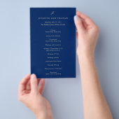 Classic Navy and Cream Elegant Wedding Program Flyer (Hand)