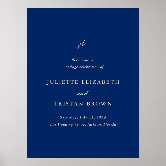 Classic Navy and Cream Wedding Welcome Sign Poster (Voorkant)
