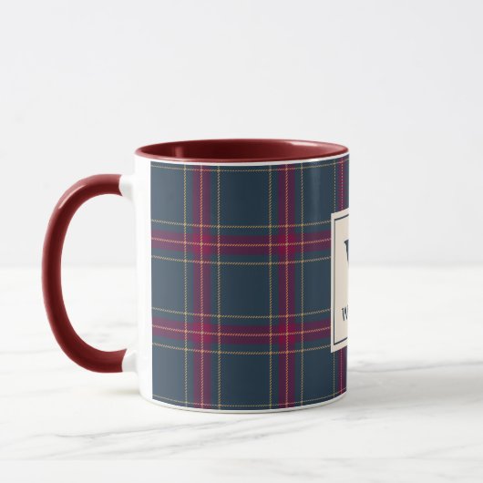 Classic Navy and Red Tartan Plaid Christmas Mok (Links)