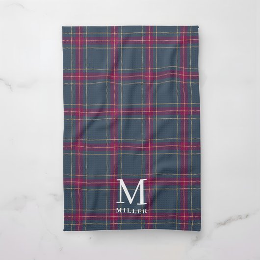 Classic Navy and Red Tartan Plaid Christmas Theedoek