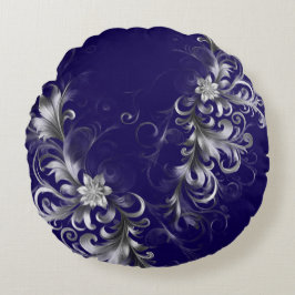 Classic Navy and Silver Luxe  Rond Kussen