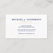 Classic navy blue and gold attorney at law visitekaartje (Achterkant)