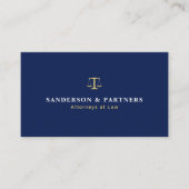 Classic navy blue and gold attorney at law visitekaartje (Voorkant)