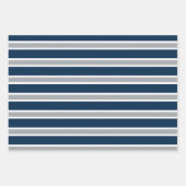 Classic Navy Blue and Gray Geometric Stripes Inpakpapier Vel (Voorkant 3)