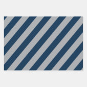 Classic Navy Blue and Gray Geometric Stripes Inpakpapier Vel (Voorkant)