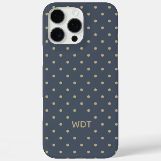 Classic Navy Blue Custom Monogram Polka Dot Case-Mate iPhone Case (Achterkant)