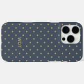 Classic Navy Blue Custom Monogram Polka Dot  Case-Mate iPhone Case (Achterkant (horizontaal))