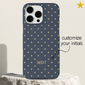 Classic Navy Blue Custom Monogram Polka Dot Case-Mate iPhone Case