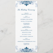 Classic Navy Blue Elegant Ironwork Details bruilof Programmakaart (Achterkant)