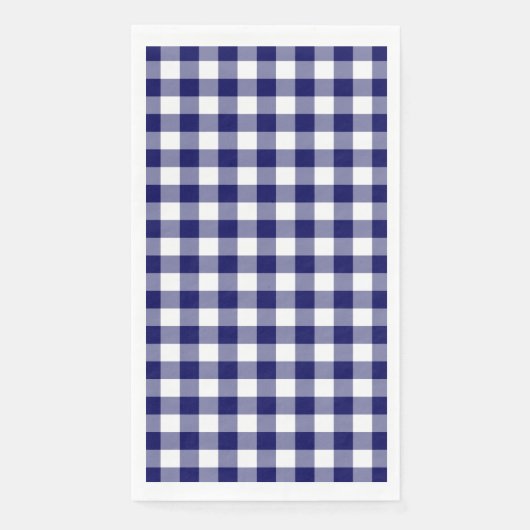 Classic Navy Blue en White Gingham Check Servet (Voorkant)