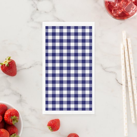 Classic Navy Blue en White Gingham Check Servet (Insitu)
