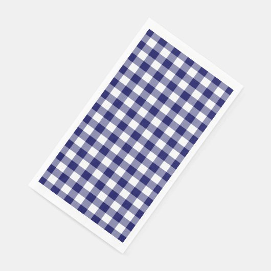 Classic Navy Blue en White Gingham Check Servet (Hoek)