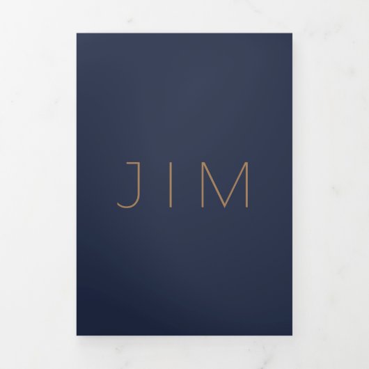 Classic Navy Blue Formal minimal Wedding Drieluik Kaart (Cover)
