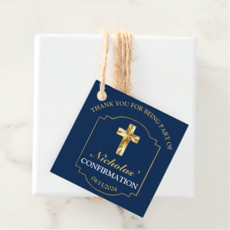 Classic Navy Blue Gold Boys Bevestiging Dank u Bedankjes Labels