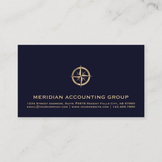 Classic Navy Blue Gold Logo Visitekaartje (Voorkant)