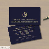 Classic Navy Blue Gold Logo Visitekaartje