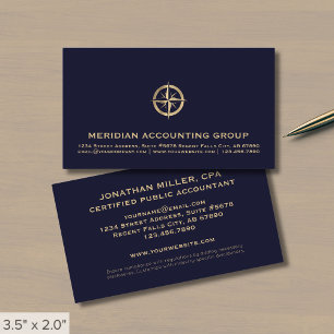 Classic Navy Blue Gold Logo Visitekaartje