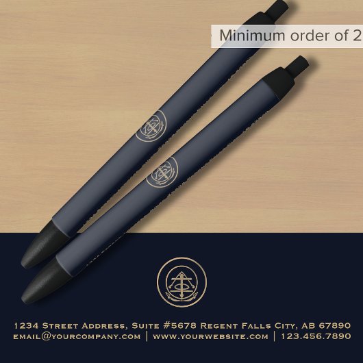 Classic Navy Blue Logo Promotional Zwarte Inkt Pen