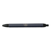 Classic Navy Blue Logo Promotional Zwarte Inkt Pen (Voorkant)